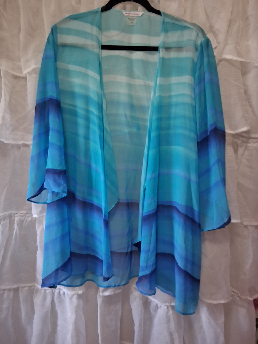 Sheer Blue Ombre Open Kimono
